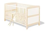 Pinolino Babybett Kinderbett Florian, Schlupfsprossen und Lattenrost, umbaubar, aus Holz