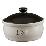 Pfeiffer-Gerhards Keramikmanufaktur Brottopf rund Elfe-Nero mit Schrift - Hochwertige Brotbox für ideale Aufbewahrung – Stilvoll funktioneller Keramik Brotkasten (30x 22 cm)