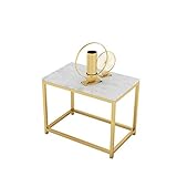 Marmor-Couchtisch, einlagiger Sofatisch aus Metall, multifunktionaler Konsolentisch, Heim-Wohnzimmer-Korridor-Ecktisch (Größe: 57 x 36 x 45 cm, Farbe: B)