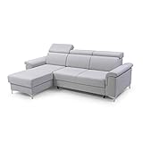 MOEBLO Ecksofa mit Schlaffunktion Mit Bettkästen Eckcouch Polsterecke Modernes Design REVON (hellgrau, Ecksofa Links)
