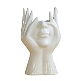 QSDGFH Gesichtsförmiger Blumentopf, Keramik-Statue, Blumenvase für Innen- und Außenbereich, dekorative Pflanzentöpfe für Sukkulenten