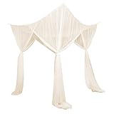 Europäische Art Bettwäsche Baldachin 4 Eckpfosten Moskitonetz Vorhang Indoor e Outdoor, Beige, 210x190x24cm