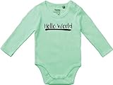 Kleckerliese Baby Body Langarm mit Motiv Hello World Vintage Sprüche Jungen Mädchen, DustyMint,68