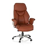 hjh OFFICE 608220 XXL Chefsessel Prado Echt Leder Braun Bequemer Bürosessel mit Dicker Polsterung, hohe Rückenlehne
