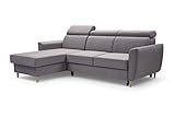 MOEBLO Sofa mit Schlaffunktion und Bettkasten, Couch für Wohnzimmer, Schlafsofa Federkern Sofagarnitur Polstersofa Wohnlandschaft mit Bettfunktion - Augusto (Grau, Ecksofa Rechts)