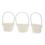 OKUMEYR 3 Stück Rattan-Körbe Rustikales Dekor Kleiner Aufbewahrungskorb Für Kinder Snackbehälter Miniatur-Einkaufskörbe Kleiner Geflochtener Korb Mit Griff Kleiner Bauernhaus-Korb