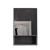 Schrank mit Spiegel, Wandschrank, Hängeschrank, Schrank mit Regal, geeignet für Ruhezimmer, Badezimmer, WC, einfacher Stil (Größe: 75 cm)