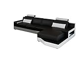 JVmoebel LEDERSOFA ECKSOFA WOHNLANDSCHAFT Sofa Couch Ecke Polster L- Form Sofa ULM V, Weiß/Braun, 385x195 oder 195x385, Leder