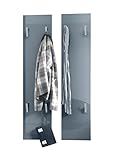 Vladon Wandpaneel 120, Garderobenpaneel bestehend aus 2 Paneelen, Grau Hochglanz (je 28 x 120 x 2 cm)