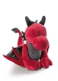 NICI 46714 Kuscheltier Drache Eldor 30cm stehend – Plüschtier für Mädchen, Jungen & Babys – Flauschiges Stofftier zum Spielen, Sammeln & Kuscheln – Gemütliches Schmusetier, ROT/SCHWARZ, 30 cm