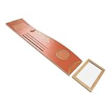 Jeanoko Caddy Tablett für Badewanne, brauner Bambus, Tablettenständer, Druck, wasserdicht, Buchständer, Badewannen-Tisch mit Spiegel für Badezimmer