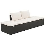 BULANED Gartenbett, Liegen, Sonnenliege, Liegeinsel Outdoor, Outdoor Bett, Doppelliege, Gartenliege, Daybed Outdoor, Schwarz 195×60 cm Poly Rattan