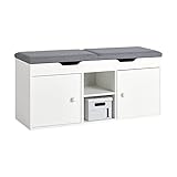 SoBuy FSR96-W Sitzbank mit Zwei Sitzkissen Schuhbank mit Stauraum Garderobenbank Truhenbank Schuhtruhe Dielenbank weiß BHT ca: 100x48x34cm