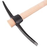 BAUSTER® Spitzhacke mit Holzstiel beidseitig bestückt Keilhaue Pickel Hacke Pionierhacke Kombihacke zum Auflockern von harten Böden Gartenhacke nützlich zum Aufbrechen von Mauern Kreuzhacke (2,5 kg)
