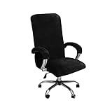 Samtplüsch Bürostuhl Bezug mit Armlehne Einfarbig,Stretch Bezug für Bürostuhl Elastische Stuhlhussen Spandex Office Computer Stuhlbezüge Abnehmbare für Bürostuhl Stuhlhussen Bezug,Schwarz,XL