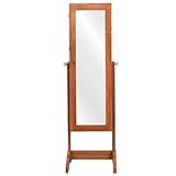 RELAX4LIFE Schmuckschrank mit verstellbarem Ganzkörperspiegel & Ablagen & Schloss, Schmuck Spiegelschrank für Ringe, Ohrringe und Kosmetik, Geeignet für Schlafzimmer, Wohnzimmer, Ankleidezimmer