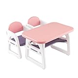 DREAMADE Kindertisch mit 2 Stühlen, Kinder Tisch Stuhl Set mit Ablagefach, Kindermöbel Set, 3tlg. Kindersitzgruppe für Kinder 1-5 Jahre für Kinderzimmer Kindergarten (Rosa)