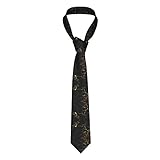 Tauch-Nilpferd-Krawatte für Herren, schmale Krawatte, Anzug, Krawatten für geschäftliche Hochzeiten, Tänze, Weihnachten, formelle Party, Goldfarbene schwarze Tapete., Einheitsgröße