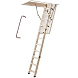 Bodentreppe | wärmegedämmt | U-Wert 1,30 | 120 x 60 cm | 3-teiliges Leiternteil | Lichte Raumhöhe bis 285 cm | Inkl. Bedienstab und Handlauf | 150 kg Traglast | Dachstiege | Dachbodentreppe