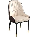 SAFWEL Sessel Esszimmerstühle 2er-Set, Kunstleder Gepolsterter Beistellstuhl zum Esszimmer Küche Wohnzimmer, Akzent-Stuhl, Schwarzes Bein, 43 x 45 x 90 cm (Color : Beige, Size : Set of 1)