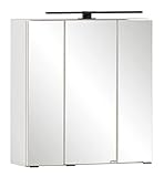 Home4You Spiegelschrank - Weiß - B 60 cm - mit LED-Aufsatzleuchte