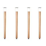 TONZN Set mit 4 Massivholz-Möbelbeinen, hölzernen Ersatz-Buchschreibtischfüßen, Werkbank-Schreibtischbeinen, mit verdickter Eisenhülse, Holzfarbe (schwarz 71,5 cm/28,1 Zoll) (weiß 72,5 cm/28,5 Zoll)