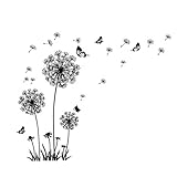 OPYTR Wandaufkleber Schmetterling fliegt im Löwenzahn & Schlafzimmer Wohnzimmer Aufkleber Stil Wandaufkleber Design PVC Wandtattoos Schälen und aufkleben