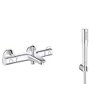 Grohe Grohtherm 800 Thermostate (Thermostat-Wannenbatterie, DN 15) chrom, 34567000 & Euphoria Cosmopolitan Brause- und Duschsysteme Handbrause (mit WANDHALTER, 1 Strahlart) 27369000