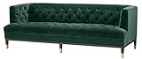 Casa Padrino Luxus Wohnzimmer Sofa Grün/Schwarz/Messingfarben 230 x 85 x H. 79 cm - Chesterfield Samtsofa