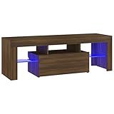 vidaXL TV Schrank mit LED-Leuchten Lowboard TV Möbel Tisch Sideboard Fernsehtisch Fernsehschrank HiFi-Schrank Braun Eichen-Optik 120x35x40cm