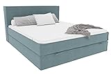 Stylefy Boxspringbett Samson 120x200 cm inkl.Topper Strukturstoff Inari Pastellblau Bonellfederkern H3 mit Bettkasten