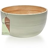 LYKKA® Schüssel | Bowl aus Bambus | Nachhaltige Obstschale | Salatschüssel | Müslischalen | Obstkorb | Ramen Nudeln | Für Müsli, Porridge | Pastaschale, Müslischale | Nordic Grün, 1x Large