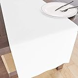 Encasa Homes Tischläufer für 8 Seater Essen - Weiß - Groß 40 x 230 cm, 100% Baumwolle Unifarben einfarbig gefärbt Dekorationstuch für Party, Bankett, Restaurant - maschinenwaschbar