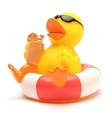 Badeente im Schwimmreif I Quietscheente I Duckshop I L: 8 cm I Spielzeug für Babies und Kinder I Badespielzeug für die Badewanne