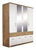 Home4You Kleiderschrank - Alpinweiß - Artisan Eiche Dekor - 181 x 199 cm - 4 Türen