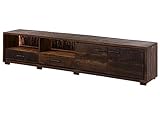 MASSIVMOEBEL24.DE | Bark TV-Board aus Massivholz #210 | aus Akazienholz - Dunkelbraun, lackiert | 220x40x47 cm | 3 Fächer & 2 Schublade | Kommode, Anrichte