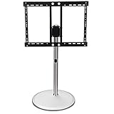 Drehbarer TV-Bodenständer aus Edelstahl für 70u2014120-Zoll-Fernseher, Schwarze TV-Bodenschränke für Wohnzimmer auf Rollen, Rollen bis zu 225 kg, neigbar, höhenverstellbar, max. VESA 1200 x 600 mm