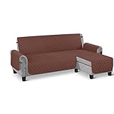 AITIHYA Wasserabweisender Sofabezug in L-Form für Wohnzimmer, rutschfest, gesteppt, einteilig, Schonbezug für Ecksofas, Möbelschutz, Kaffee, 200 x 270 Links, S-Form