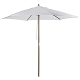 Outsunny Sonnenschirm, Gartenschirm, 3-stufig, Sonnenschutz, Bambus 180/㎡ Polyester, Weiß, Ø2,5 x 2,3 m
