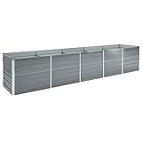 vidaXL Hochbeet Pflanzkübel Pflanzbeet Gemüsebeet Gartenbeet Frühbeet Blumenkasten Pflanzkasten Garten Verzinkter Stahl 400x80x45cm Grau