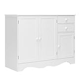 HOCSOK Sideboard, Küchenschrank mit 3 Schubladen und 2 Türen, Aufbewahrungsschrank Standschrank für Wohnzimmer, Küche, Esszimmer, Weiß, 40 x 105 x 78 cm