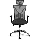 TPFLiving Premium XL Bürostuhl Zeus, ergonomischer Schreibtischstuhl | Inkl. verstellbare Lordosenstütze | Atmungsaktives Mesh-Material | Schwerlast Chefsessel | Belastbar bis 200 kg | Farbe: Grau