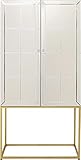 Kare 84266 Design Barschrank Luxury Champagne, edler Barschrank in verspiegelter Optik und eckigem Gestell aus Stahl Messing beschichtet (H/B/T) 181 x 89 x 47 cm, Silber