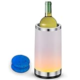 Elrigs Weinkühler mit Ambient RGB Touchlampe| Flaschenkühler mit 2 Kühlpads für 750ml Sekt/Wein| Ideal als Wein Geschenk für Fraunen/Männer| Wein Zubehör für Party/Abendessen