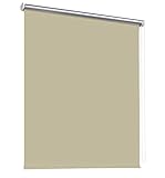 Thermorollo Verdunkelungsrollo Hitzeschutz Seitenzugrollo Fenster Rollo 11 Farben Breite 60 bis 240 cm Stoff lichtundurchlässig Thermo Beschichtung Weiß Silber (60 x 175 cm/Beige)