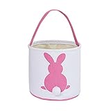 skyrabbiter Canvas Bag Bunny Holiday Animal Gift Basket Carry Candy Rabbit Cute Printed Home Textile Storage Schrankorganisation Und Aufbewahrungsbehälter (Pink, One Size)