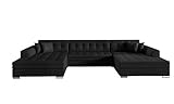 mb-moebel Ecksofa mit Schlaffunktion | Couch für Wohnzimmer, Schlafsofa Sofagarnitur Sofa Eckcouch U-Form Wohnlandschaft mit Bettfunktion VITI (SCHWARZ (Soft11))