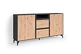 byLIVING Blackwood Serie/TV-Board, Sideboard oder Highboard Anthrazit mit Absetzung in Artisan Eiche (Sideboard)