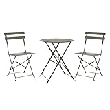 SVITA Bistro-Set 3-teilig Gartenset Garnitur Metall-Möbel Stuhl Tisch Klapp-Möbel Balkon-Set Taupe