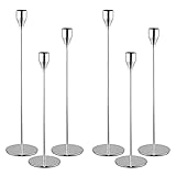 Set von 6 silbernen Kerzenhaltern, Kerzenhalter aus Metall, hoher Kerzenständer für Spitzkerzen, Kerzenhalter für 3/4 Zoll Dicke Kerzen, für Hochzeit, Wohnzimmer, Esszimmer (Silber)